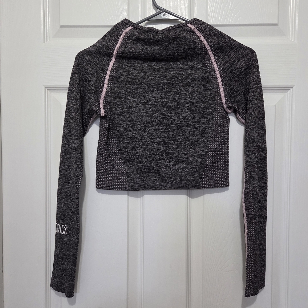 PINK Victorias Secret Seamless Crop Top Women's Sz Small Long Sleeve Activewear - Picture 7 of 9